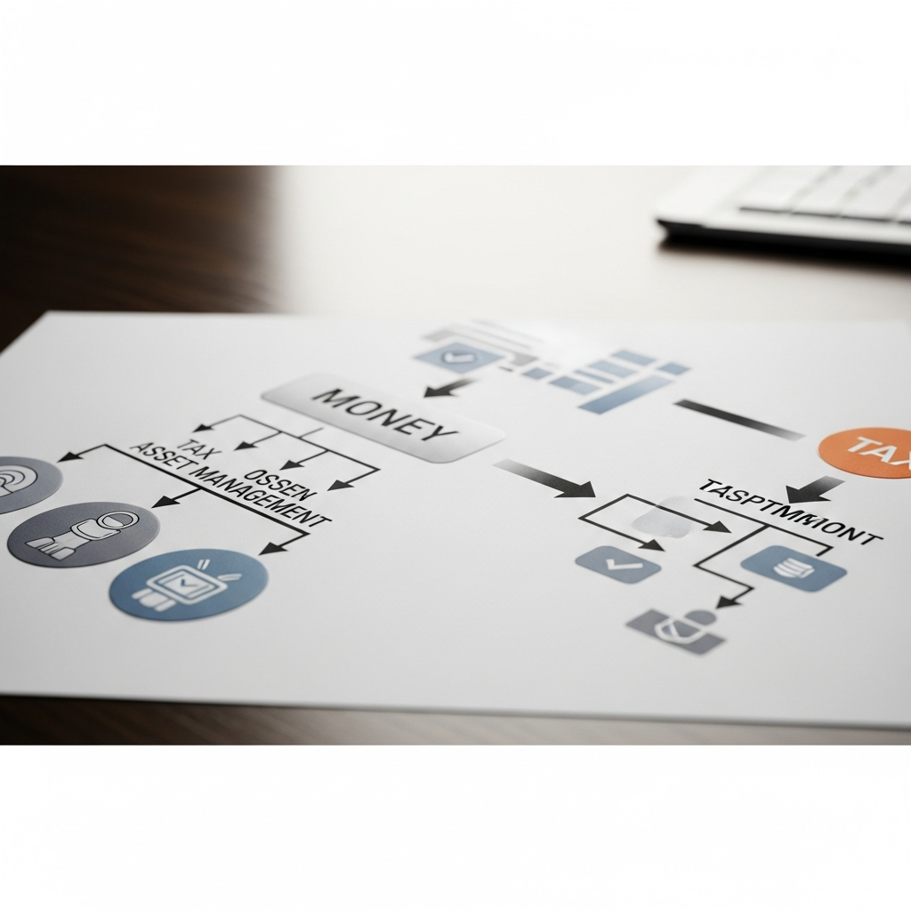가족 법인의 재정 흐름과 세금 최적화를 시각화한 다이어그램