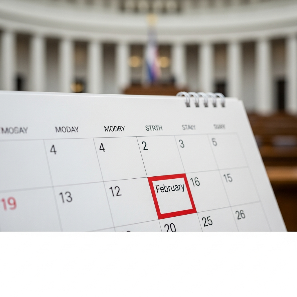 행정통합 논의의 시급한 데드라인을 보여주는 달력과 국회 건물